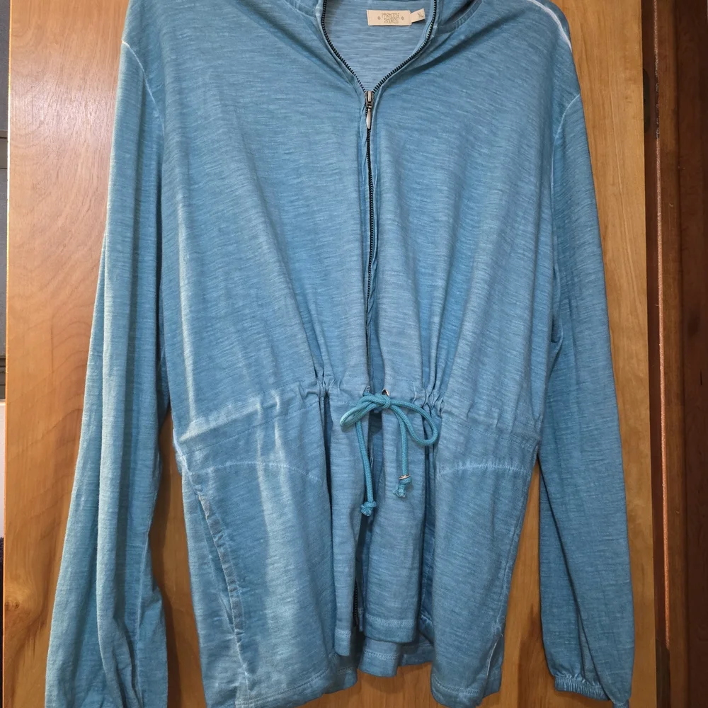 Women's Teal Drawstring Utility Jacket - Picture 1 of 2
